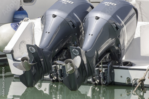 Pair of outboard engines in blue chrome color - find more in my porfolio