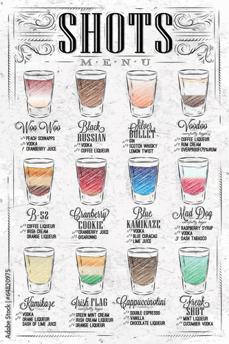 Obraz na płótnie Shots menu vintage w salonie