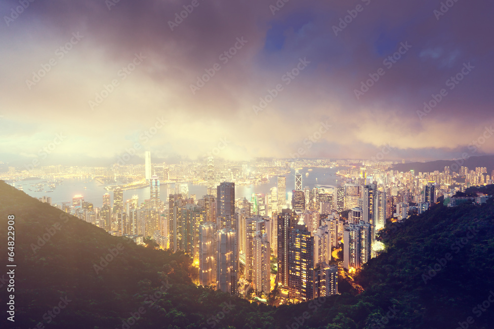 Fototapeta premium Hong Kong island from Victoria's Peak