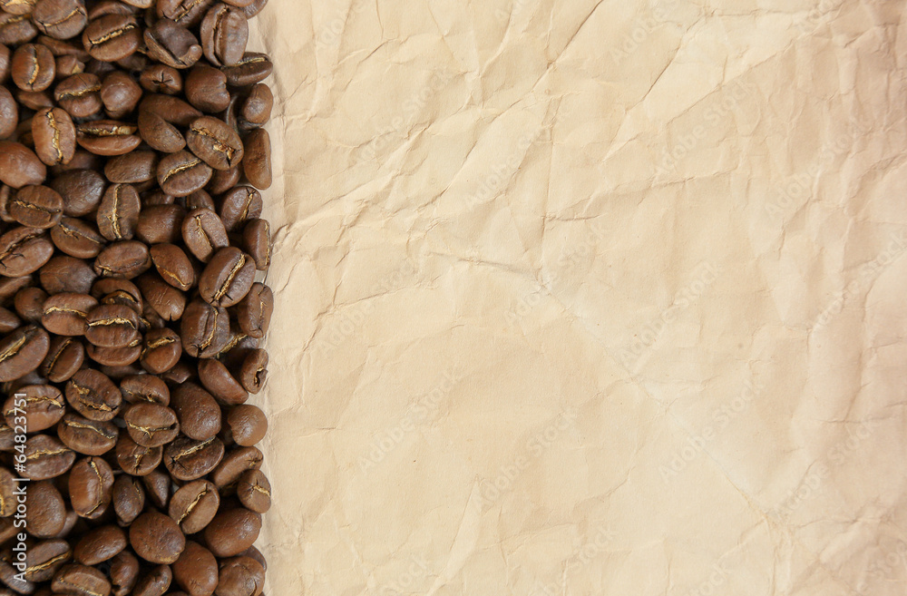 Background from coffee beans and old paper Background from coffee beans and old paper