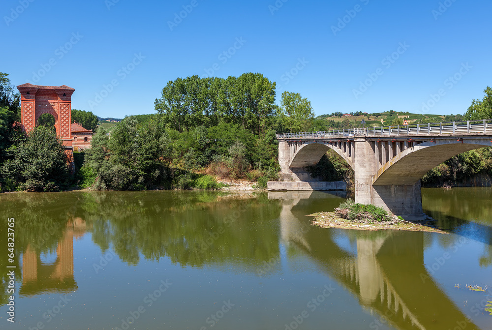Bridge over Tanaro river in Italy.