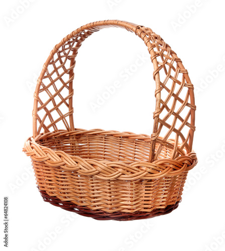 A wicker basket with handle.