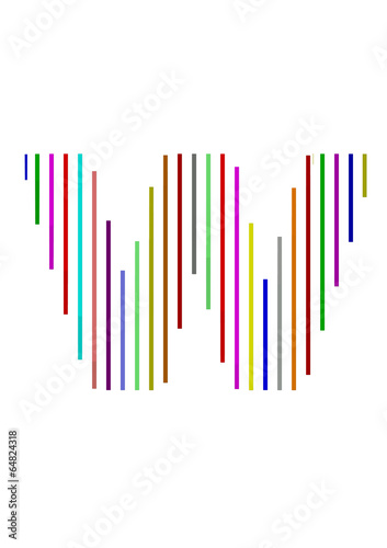 renkli çubuklardan oluşan w harfi
