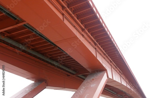 red arch spaned bridge