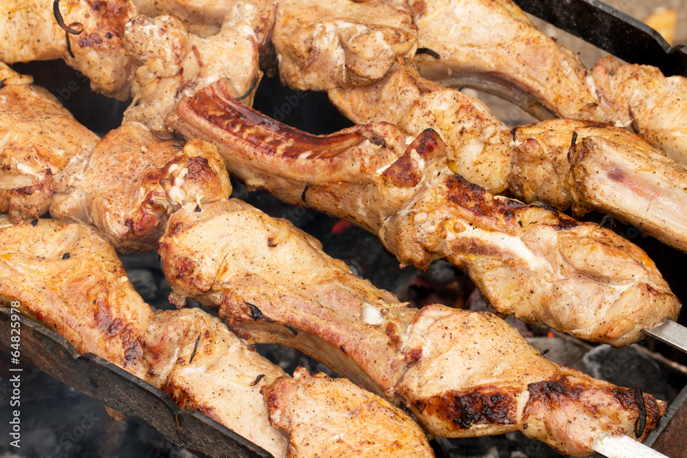Juicy pieces of grilled meat, detailed. Juicy pieces of grilled meat, detailed.