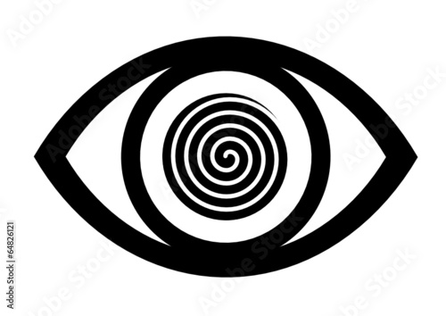 Eye icon vector with spiral effect in black and white