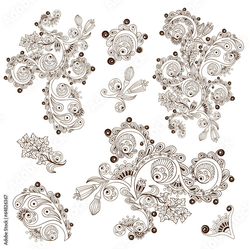 Flower pattern engraving scroll motif for card