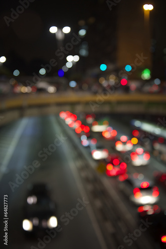 Night Traffic Sao Paulo Brazil Defocus