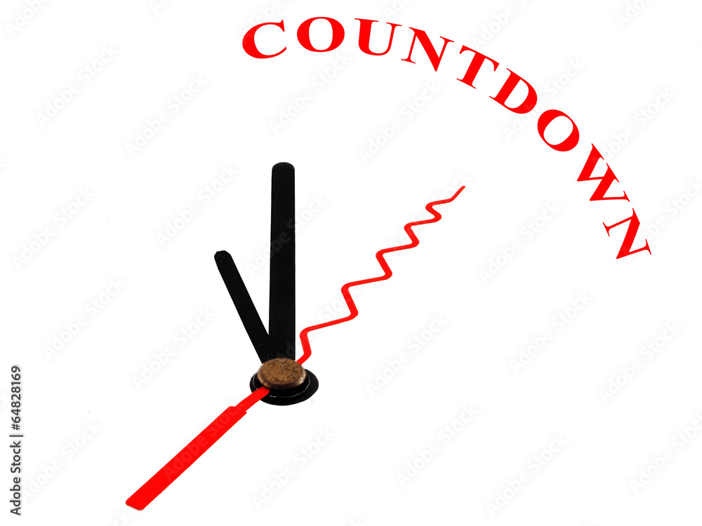 clock with hands pointing to the word Countdown clock with hands pointing to the word Countdown