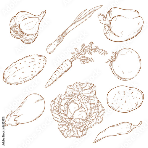 Collection of icons with vegetables