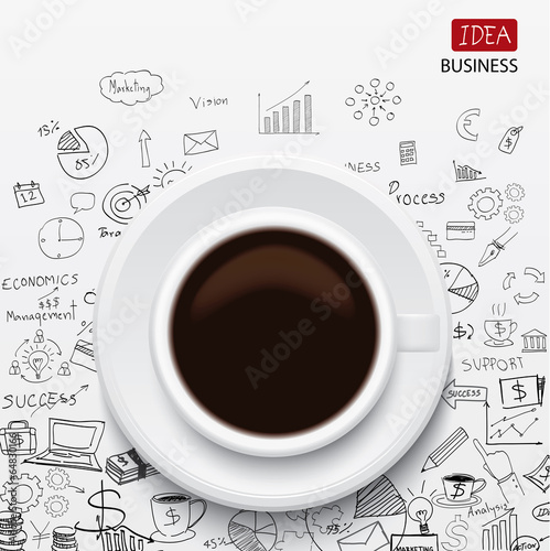 coffee cup and business strategy Business plan Idea Sketch