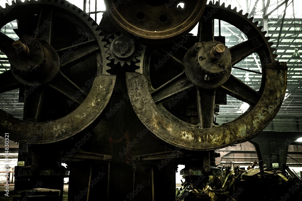 Obraz premium Large industrial hall with cogs