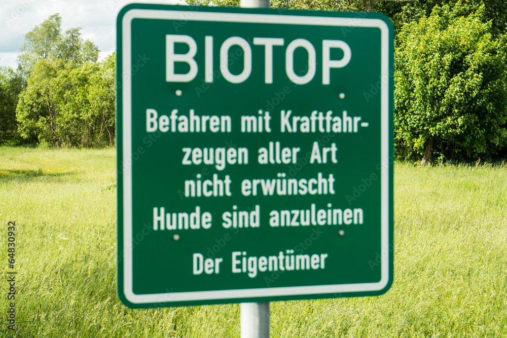 Biotop Warnschild