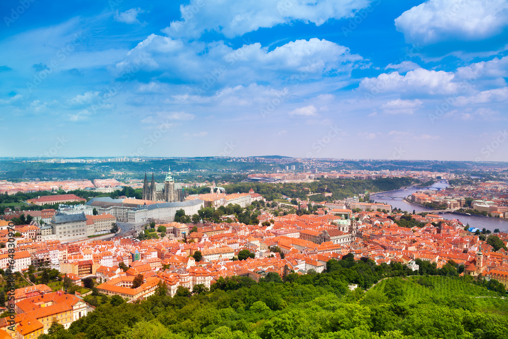 Fototapeta premium View from Petrin Tower on Prague