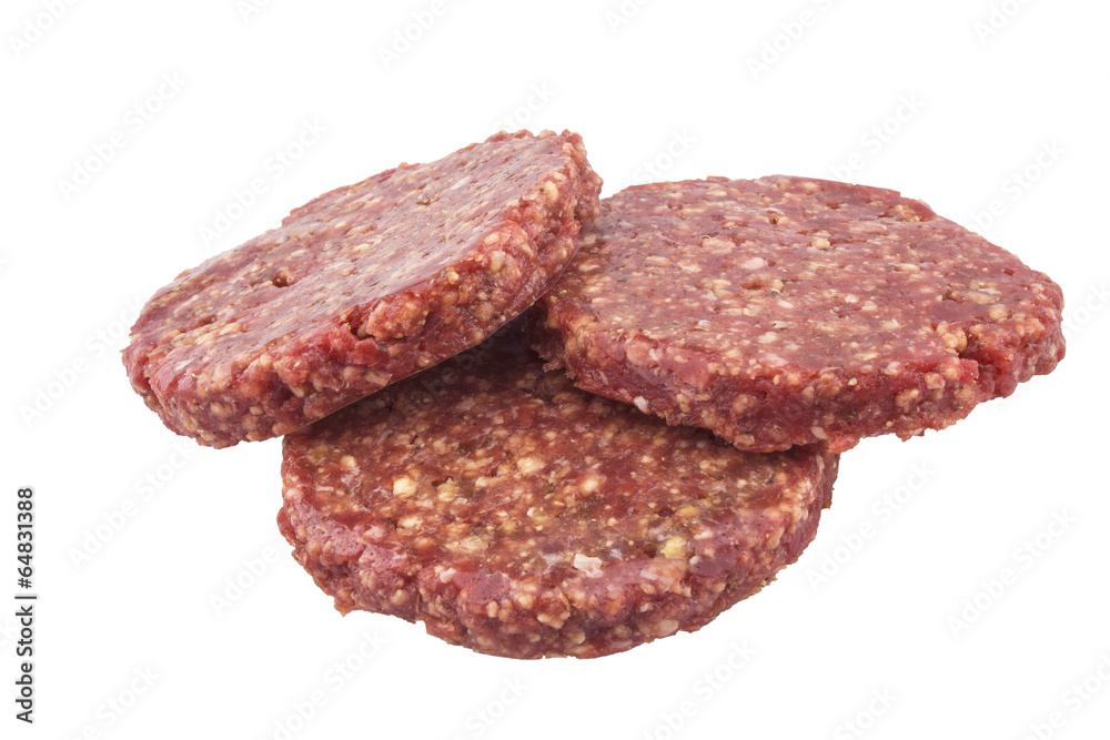 beef fresh burgers for hamburgers. isolated on white background beef fresh burgers for hamburgers. isolated on white background