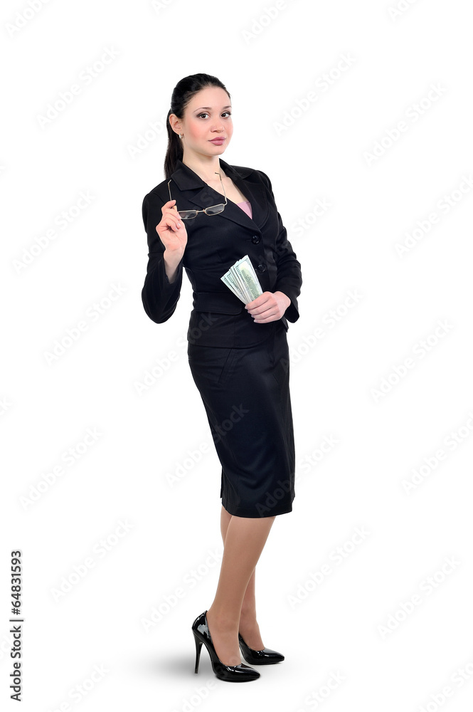 Business woman, business proposal, the operation of money and cu Business woman, business proposal, the operation of money and cu