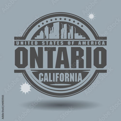 Stamp or label with text Ontario, California inside