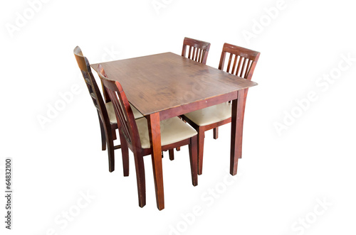 Isolated wooden table and chair