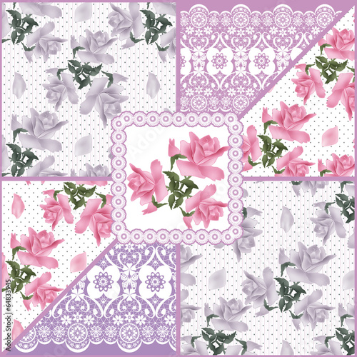 Patchwork seamless retro floral pattern © fuzzyfox