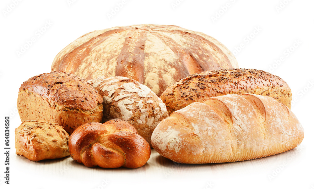 Composition with variety of baking products isolated on white Composition with variety of baking products isolated on white