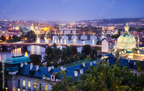 Bridges and skyline of Prague, Czech Republic