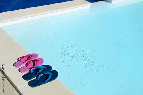 Flip flops at swimming pool