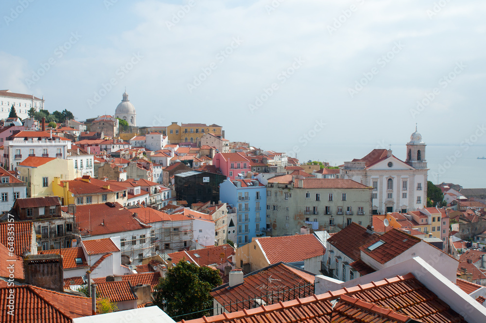 Lisbon city, Portugal. Aereal view on sunny day