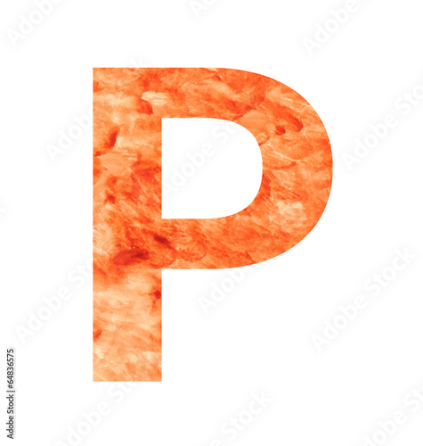 p letter with texura shaped brown earth or stone photo