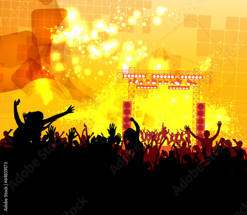 Crowd of dancing people. Vector