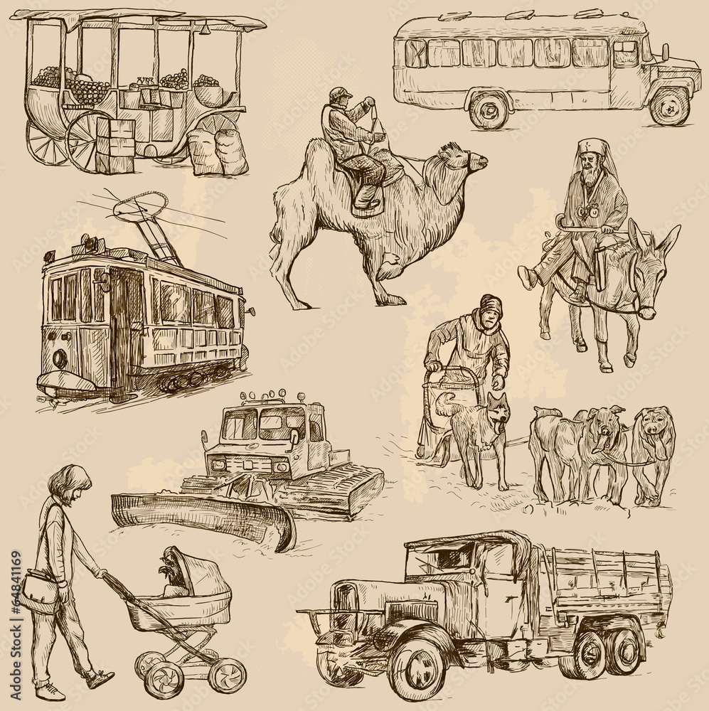 Obraz premium Transport around the World (vector pack no.5) - hand drawn