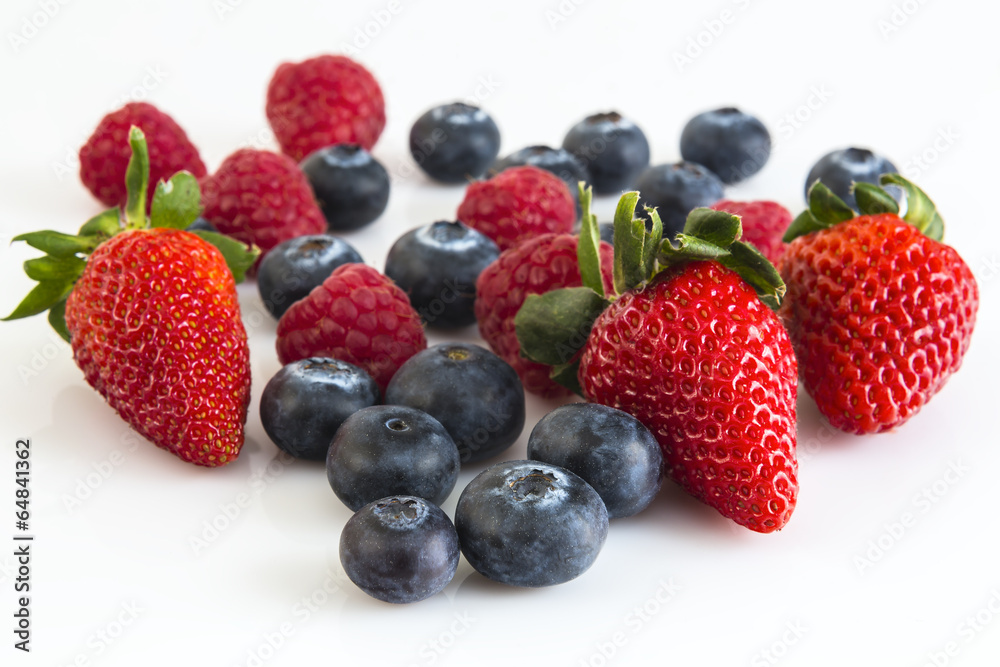 ripe berry of raspberries, strawberries and blueberries ripe berry of raspberries, strawberries and blueberries
