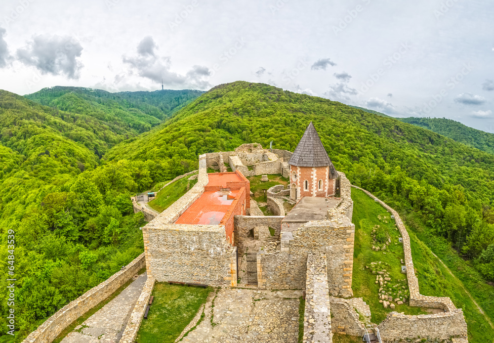 Fototapeta premium Chapel and walls on Medvedgrad castle