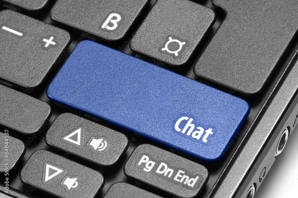 Chat. Blue hot key on computer keyboard Chat. Blue hot key on computer keyboard