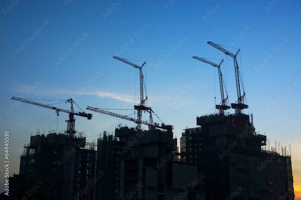 Construction site with blue sky sunrise Construction site with blue sky sunrise