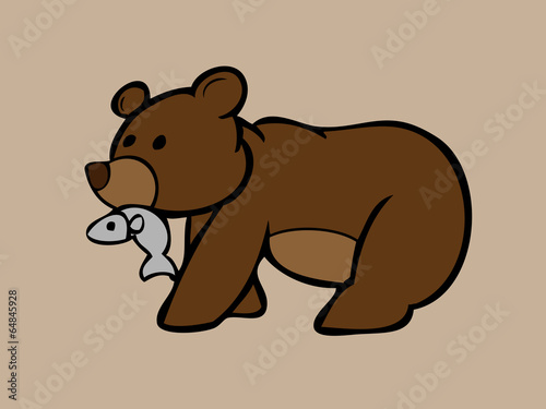 Brown bear with fish in mouth