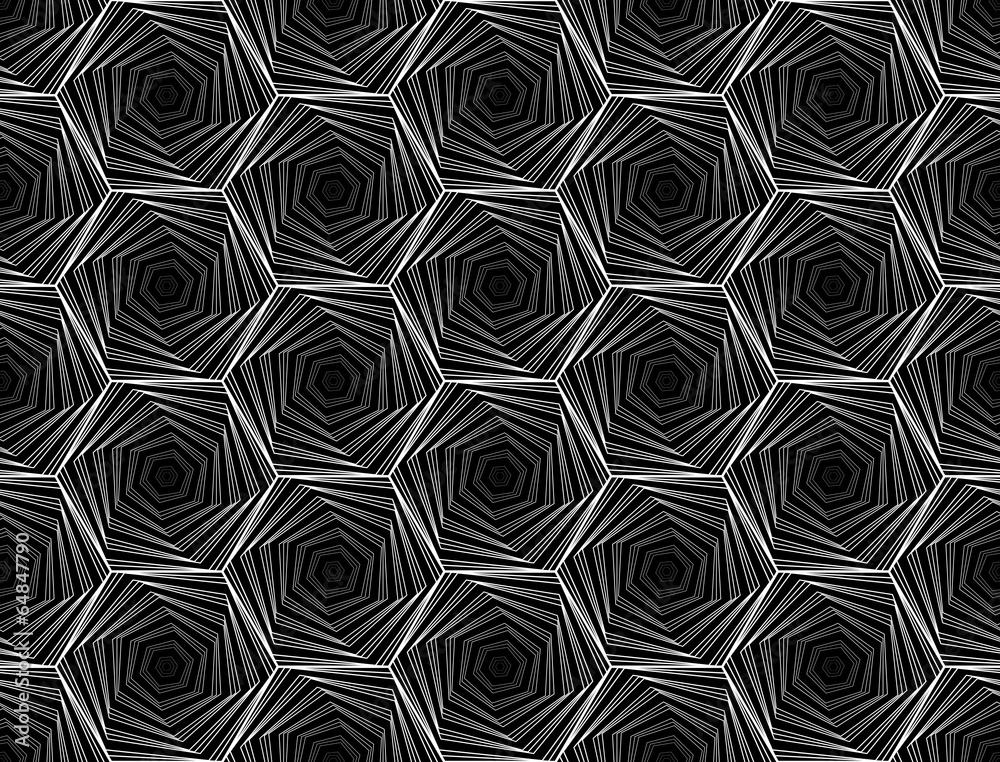 Design seamless monochrome hexagon geometric pattern