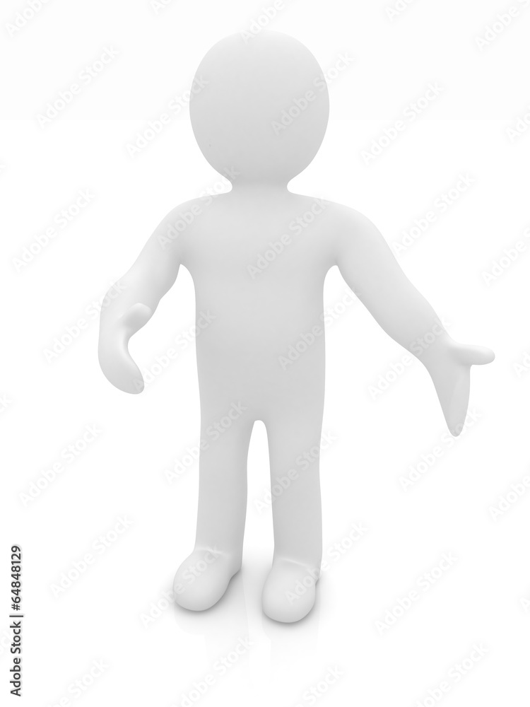 Happy 3d business man showing copy space, isolated on white Happy 3d business man showing copy space, isolated on white