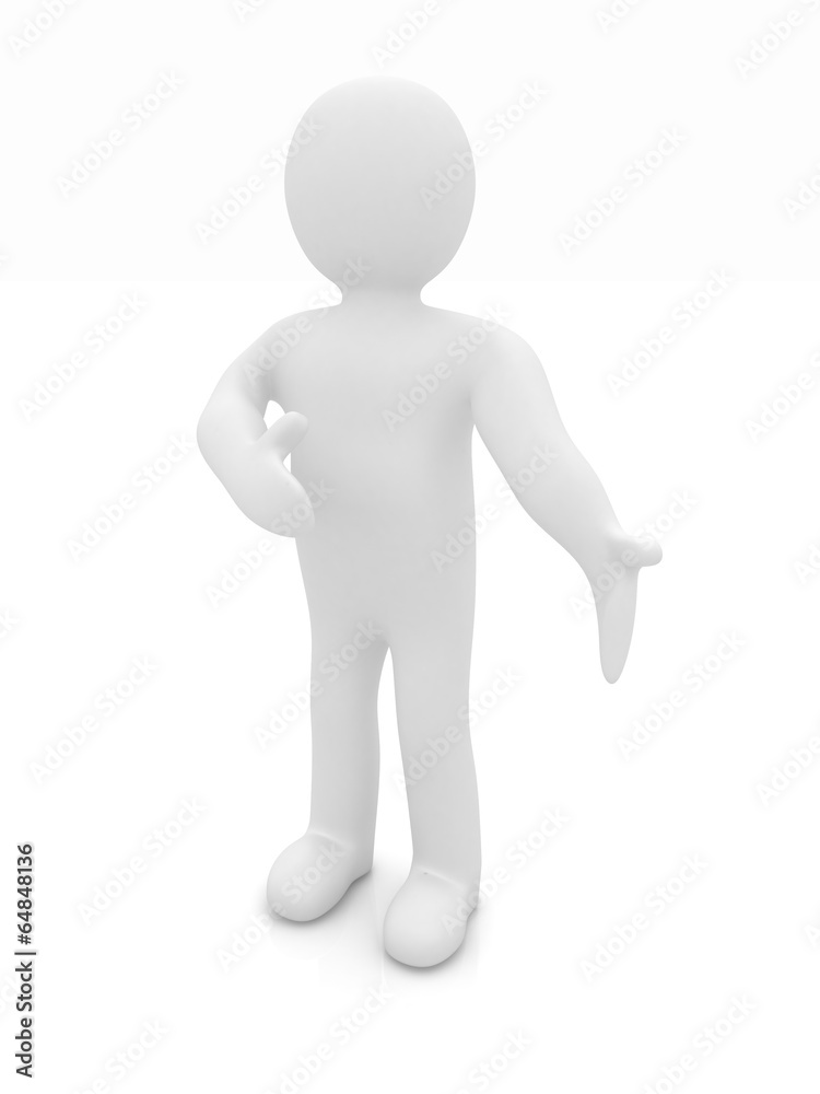 Happy 3d business man showing copy space, isolated on white Happy 3d business man showing copy space, isolated on white