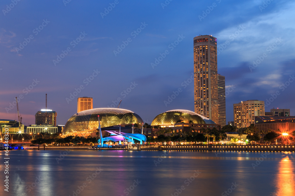 Naklejka premium Singapore marina bay night