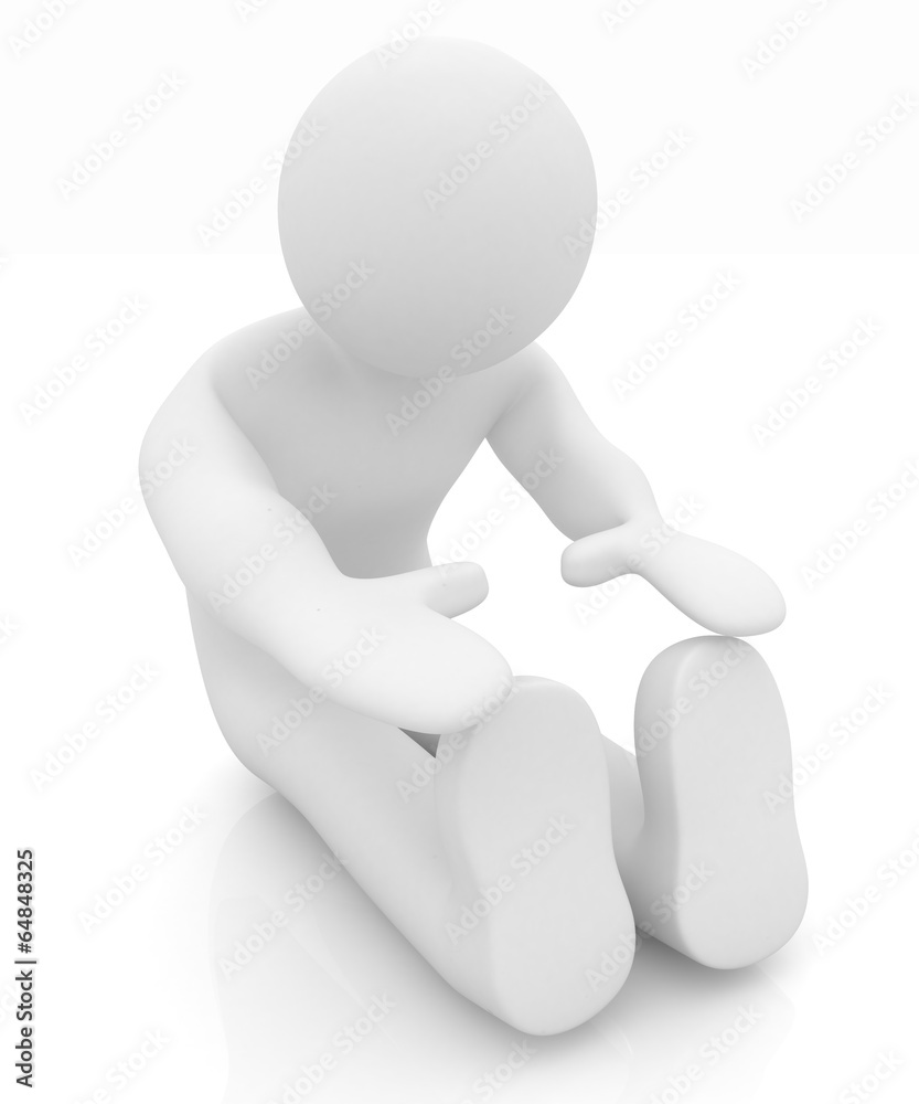 3d man isolated on white. Series: morning exercises - flexibilit 3d man isolated on white. Series: morning exercises - flexibilit