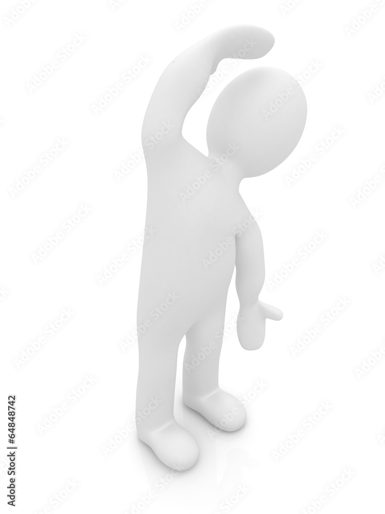 3d man isolated on white. Series: morning exercises - flexibilit 3d man isolated on white. Series: morning exercises - flexibilit