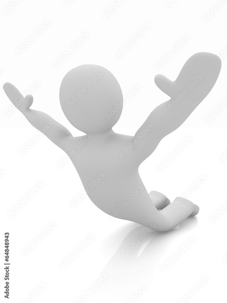 3d man isolated on white. Series: morning exercises - flexibilit