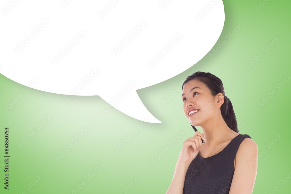 Composite image of thinking businesswoman with speech bubble Composite image of thinking businesswoman with speech bubble