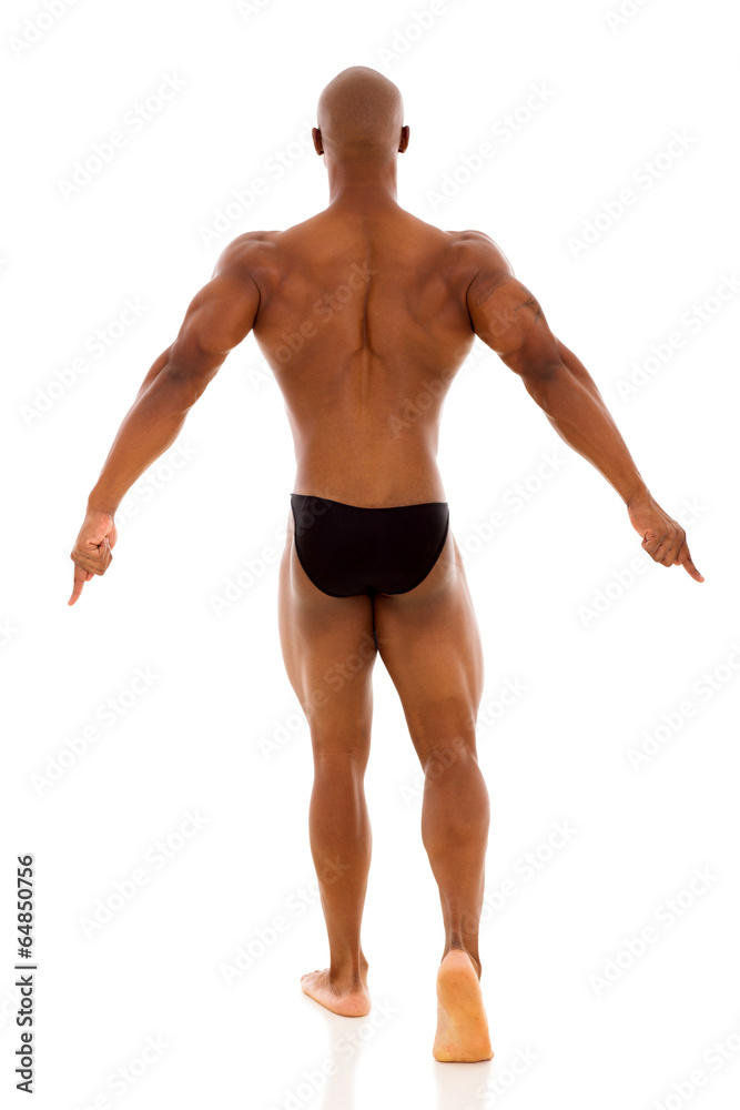 back view of african muscular man