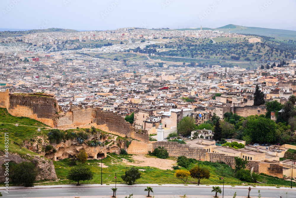 Aerial view of fez in morocco