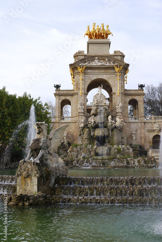 Fountain in city park. Barcelona. Spain
