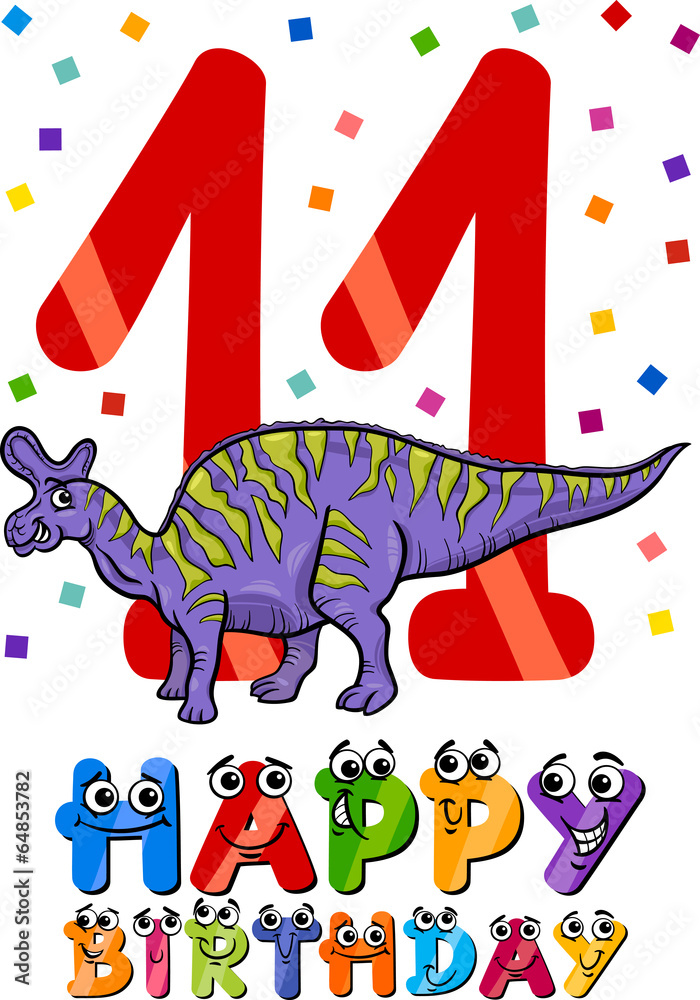 Fototapeta premium eleventh birthday cartoon design