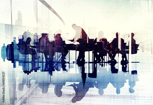Abstract Image of Business People's Silhouettes in a Meeting
