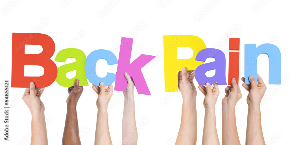 Multiethnic Arms Raised Holding Texts Back Pain Multiethnic Arms Raised Holding Texts Back Pain