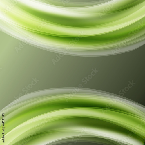abstract green eco waves square vector background with space